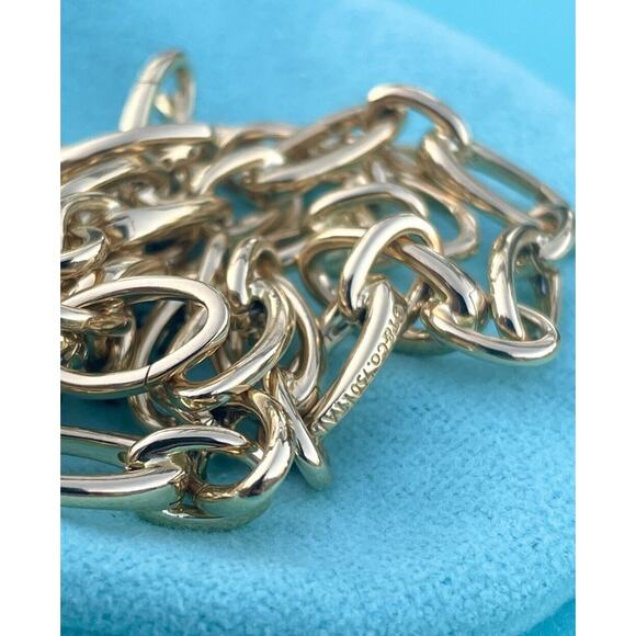 Tiffany & Co. 18K Gold 27 Clasping Links Necklace Choker 4 Charms 15.3” Pristine